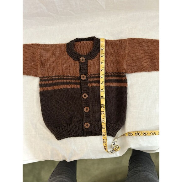 1-2T Boys Two-Tone, Hand Knitted Baby Cardigan Sweater, Warm, Soft & Comfy - Picture 4 of 14